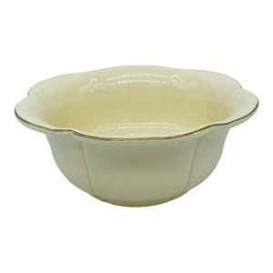 VTG 1976 Haeger USA Flower 9" Ceramic Console Bowl Creamy White‎ Gold Trim MCM